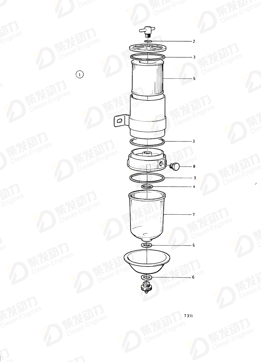 volvo penta Fuel filter 848044 Drawing volvo penta Fuel filter 848044 Drawing